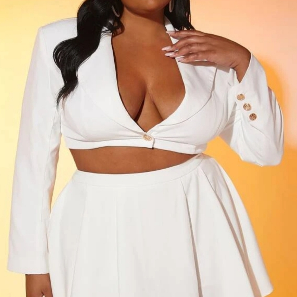 Plus 1pc Lapel Neck Single Button Blazer - image 1